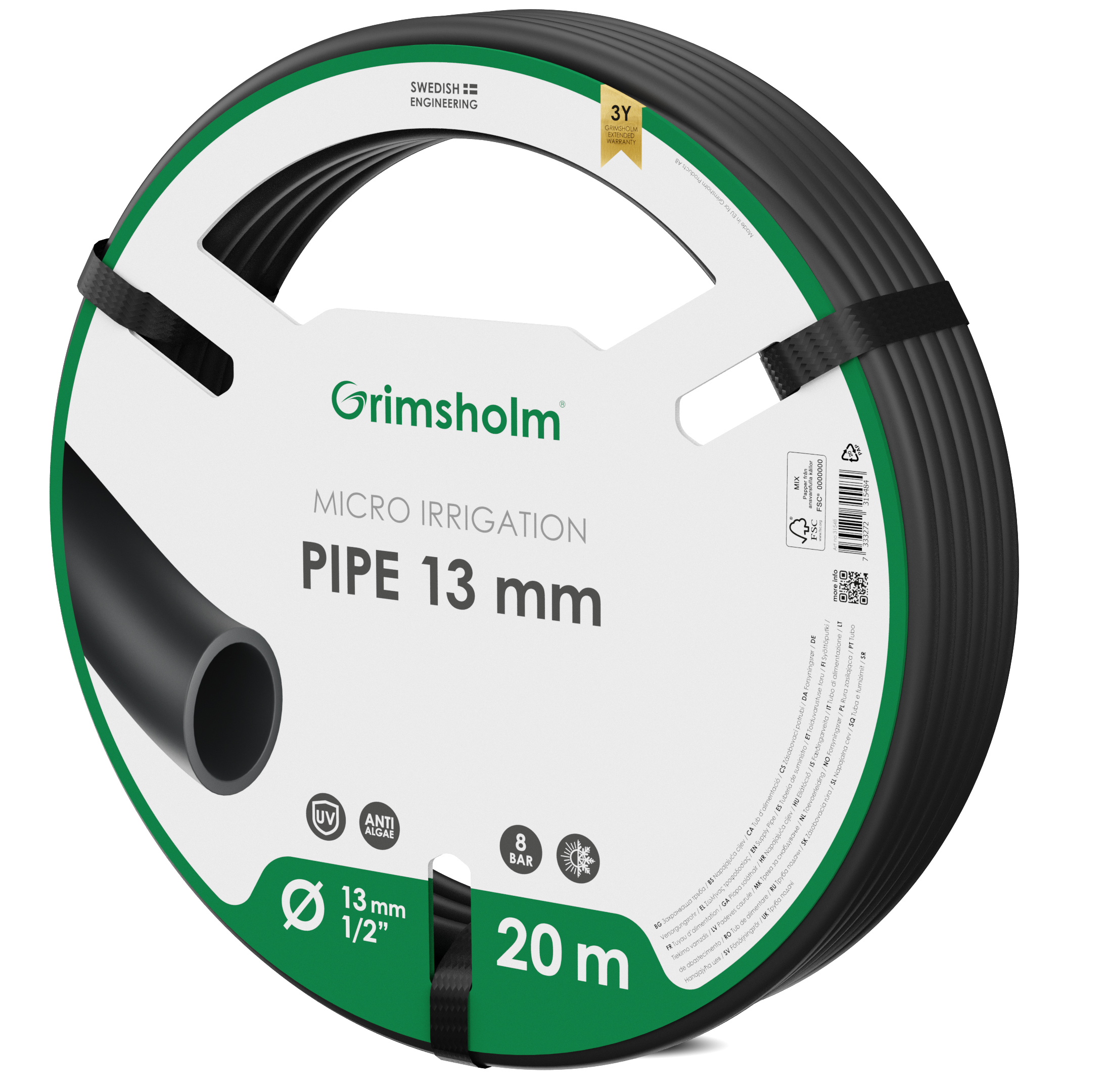 Huvudslang för droppbevattning 13 mm (1/2"), 20 m