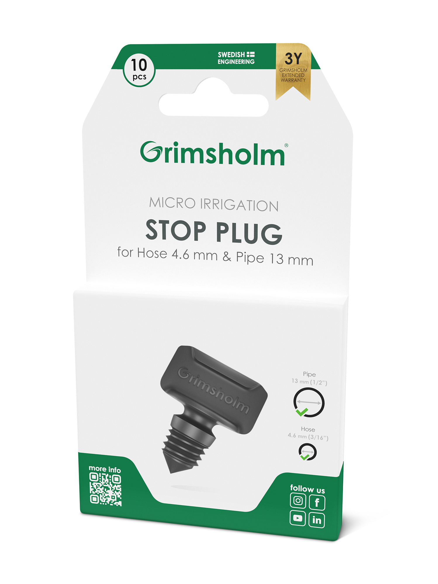 packopp-plugg 4,6 mm (3/16"), 10 pack